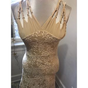 Designer ivory hippie western dress size small